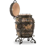 тандыр экотандыры перс толпар,с откидной крышкой,с колесами черная патина